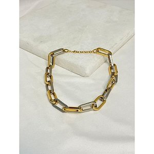 CHOKER ELOS GROSSOS COM FIO QUADRADO DUAS CORES (019453)