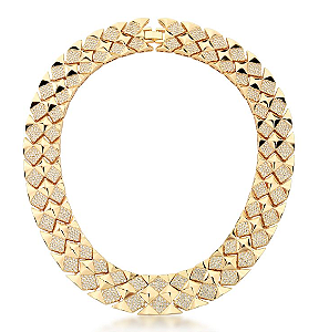 Colar Quadriculado Cravejado Folheado a Ouro 18k (890266)