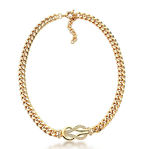 Colar Grumet Com Pingente Infinito Nó Cravejado Folheado a Ouro 18k (860005)