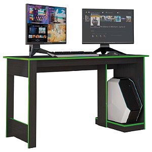 Mesa Gamer Para Computador Escrivaninha Preta Verde Caemmun