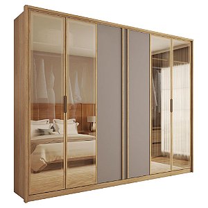 Guarda Roupa 6 Portas 4 Espelhos Marrom Diamond Caemmun