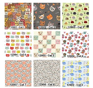 TECIDO COLEÇÃO CAT LOVERS FABRICART 1/2 METRO