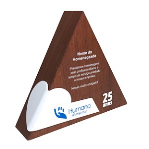 Código 2554 - Troféu em madeira triangular nobre ou sustentável para personalizar