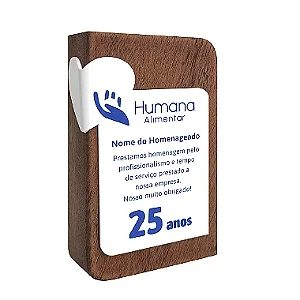 Código 2467 - Troféu madeira nobre ou sustentável retangular com relevo aplicado