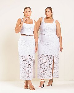 Conj Top E Saia Renda