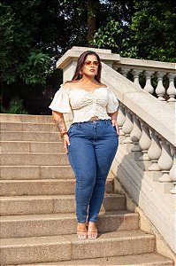 Calça Mom Jeans Com Lycra