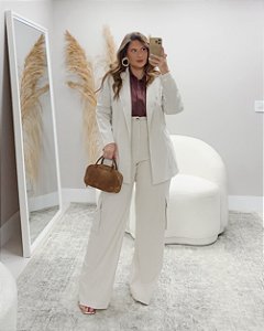 Calça Cargo em Linho com elastano