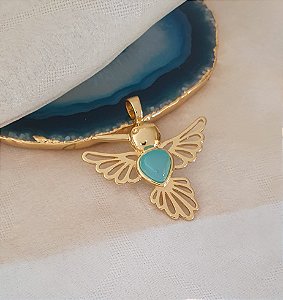 Pingente Beija-Flor com Ágata Azul: Sorte