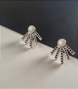 Brinco com Madrepérola e Zircônias Negras