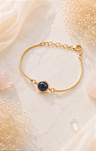 Pulseira de Aro com Pedra Sodalita