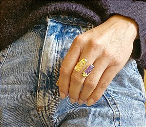 Anel Duplo Ametista e Citrino