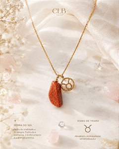 Colar Signo Touro com Pedra do Sol