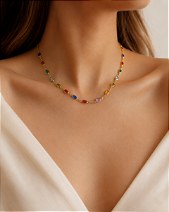 Choker de Cristais Coloridos