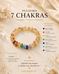 Pulseira 7 Chakras com Base de Citrino