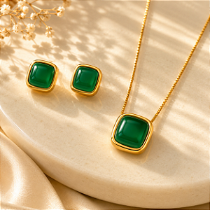 Conjunto Ágata Verde Quadrada