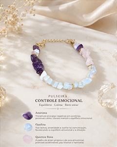 Pulseira Controle Emocional – Opalina, Ametista e Quartzo Rosa