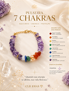 Pulseira 7 Chakras com Ametista Cascalho