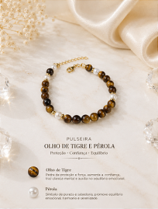 Pulseira Olho de Tigre com Pérola Natural