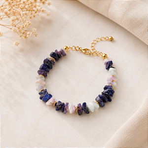 Pulseira Sodalita e Howlita Branca