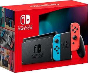 Nintendo switch cinza neon azul vermelho