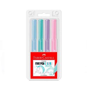 Caneta Fine Pen Pastel Faber 0.4mm - Estojo c/ 4 cores