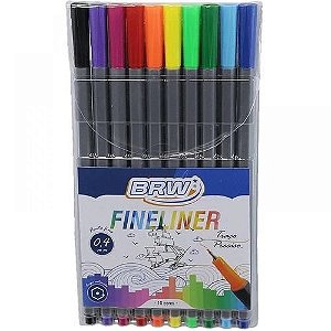 Caneta Fineliner 0.4mm BRW - Estojo c/ 10 cores