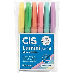 Marca-texto Cis Lumini Pastel - Estojo c/ 6 cores