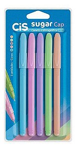 Caneta Esferográfica Sugar Cap Cis - Estojo c/ 5 cores