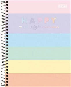 Caderno Espiral Colegial Happy Colors - 1 matéria
