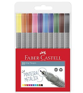 Grip Fine Pen 0.4mm Faber-Castell Estojo c/ 10 cores