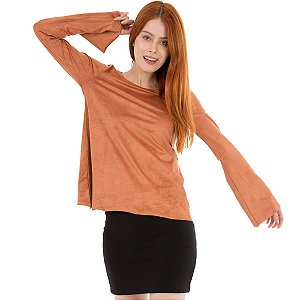 Camiseta Manga Sino Suede  • Camelo