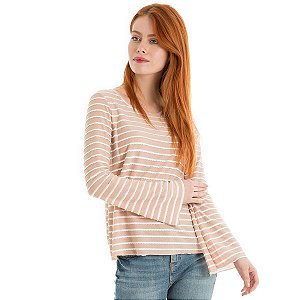 Camiseta Manga Sino  • Rosa Listras