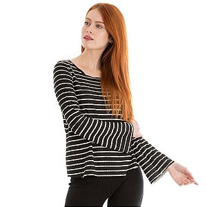 Camiseta Manga Sino  • Preto Listras