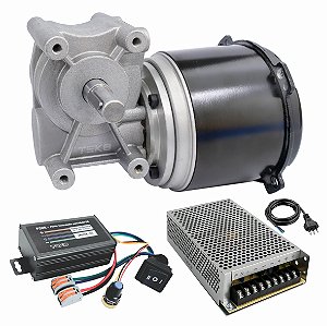 Motoredutor 220W  12V - 100 RPM + Fonte e PWM R - MK10012