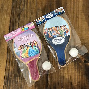 Kit Raquetes ping pong, tema Princesas e Príncipes da Disney