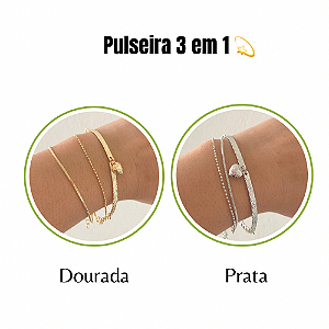 Pulseira 3 em 1 Aço Inoxidável