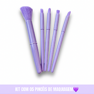 Kit com 5 pincéis Coloridos Para Maquiagem