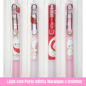Lápis com Ponta Infinita Ursinho e Morangos