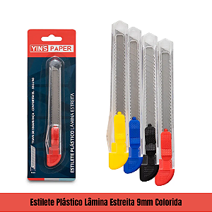 Estilete Plástico Lâmina Estreita 9mm Colorida