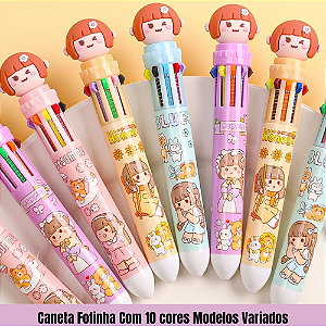 Caneta Fofinha Com 10 cores Modelos Variados
