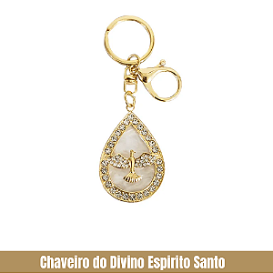 Chaveiro do Divino Espirito Santo Efeito Madrepérola na Gota