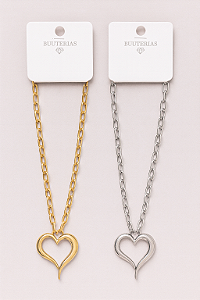 Colar Aço Inoxidável em Coração Cores Sortidas