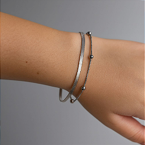 Pulseira 2 em 1 Aço Inox Prateada