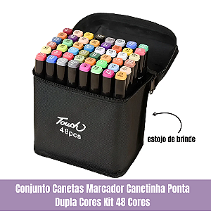 Conjunto Canetas Marcador Canetinha Ponta Dupla Cores 48 Cores