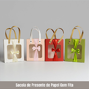 Sacola de Presente de Papel Com Fita