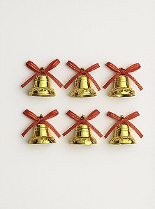 Kit com 6 Mini Sinos de Enfeite Natal