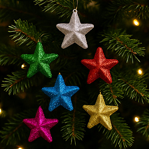 Kit Com 6 Estrelas Para Árvore de Natal