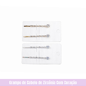 Grampo de Cabelo de Zircônia Com Coração