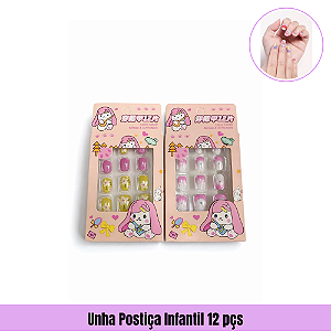 Unha Postiça Infantil 12 pçs