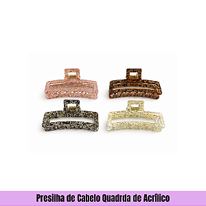 Presilha de Cabelo Quadrda de Acrílico